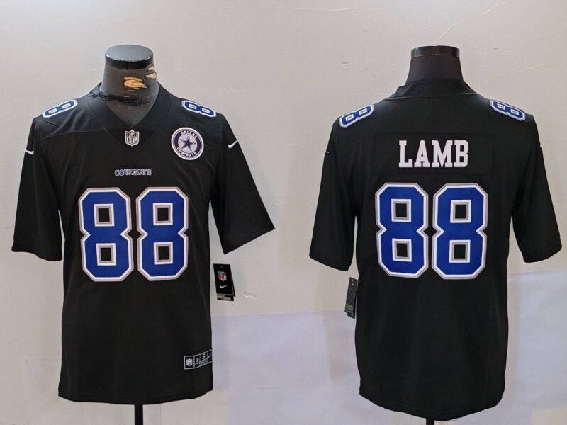 Men 2025 Dallas Cowboys Nike #88 Lamb Black Throwback Limited NFL Jersey  001